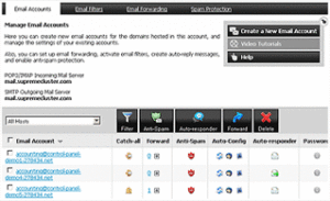 web hosting email manager panel