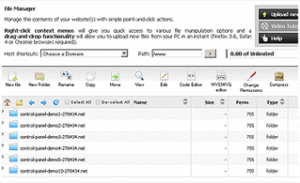 web hosting back end file manager example