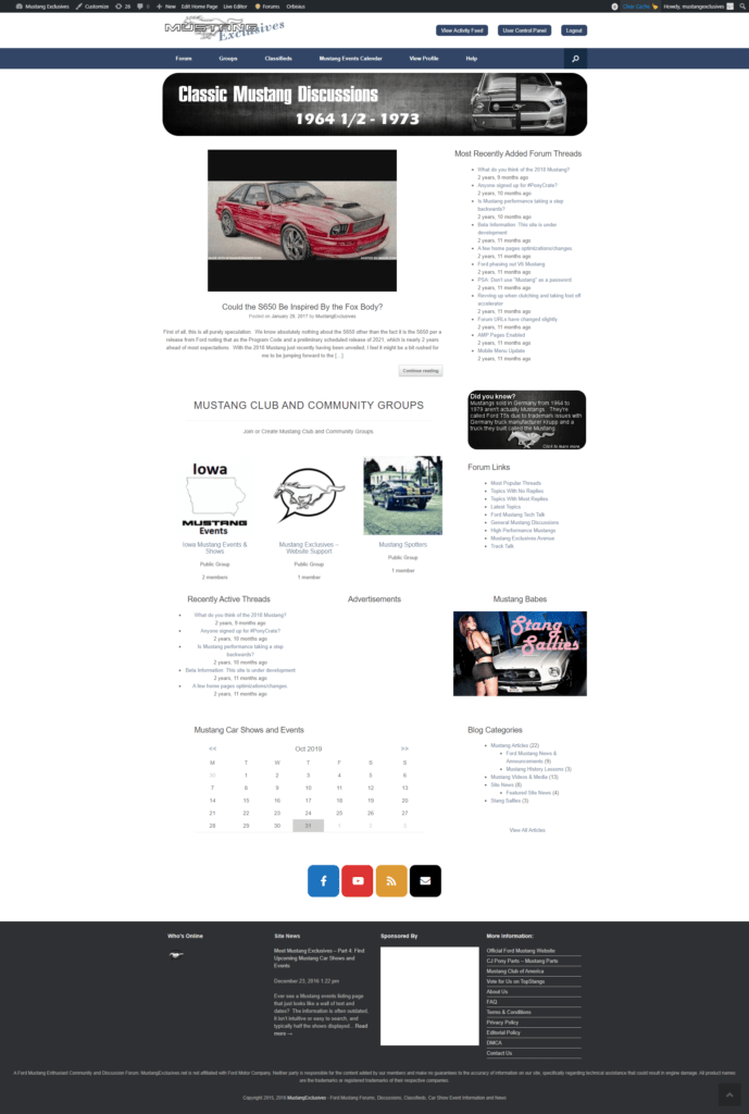 Mustang exclusives web design portfolio screen shot